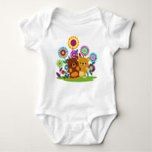 Cute Cartoon Bears' Garden Baby Bodysuit