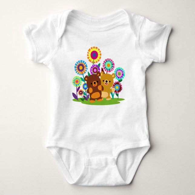 Body Para Bebé Cute Cartoon Bears' Garden Baby Bodysuit (Anverso)