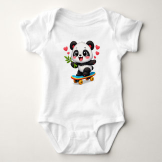 Body Para Bebé Cute cartoon panda a bamboo twig in the hand rides