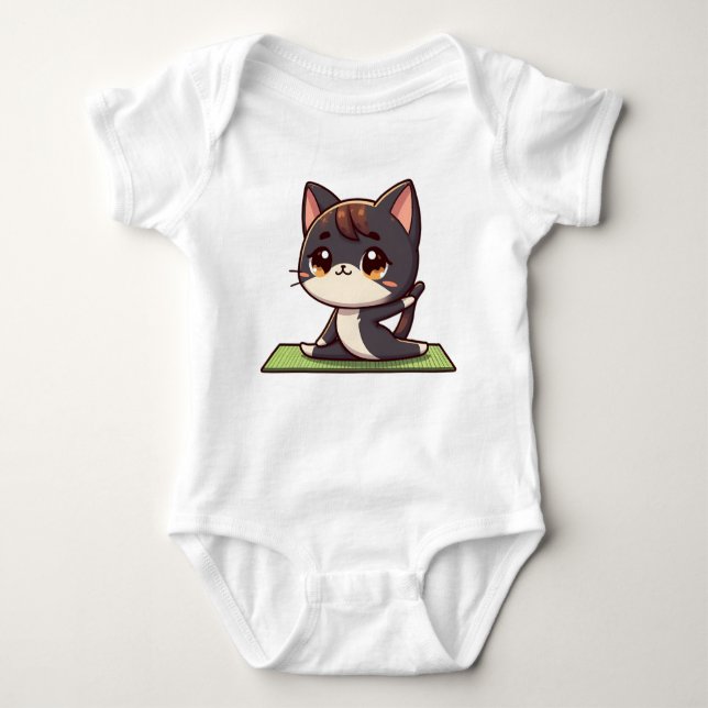 Body Para Bebé Cute Chibi Gato de yoga (Anverso)
