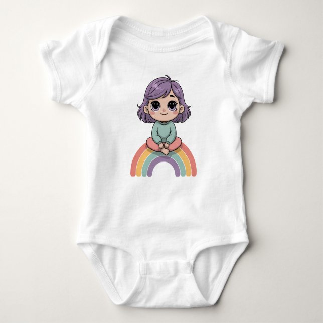 Body Para Bebé Cute Chibi Girl with Purple Hair  (Anverso)