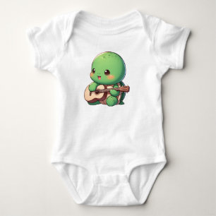 Body Para Bebé Cute Chibi Tortuga tocando guitarra
