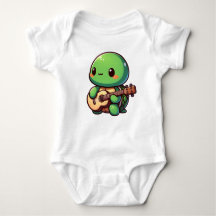 Cute Chibi Tortuga tocando guitarra