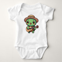 Cute Chibi Tortuga tocando guitarra