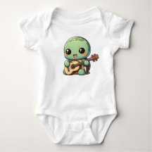 Cute Chibi Tortuga tocando guitarra