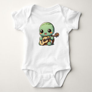 Body Para Bebé Cute Chibi Tortuga tocando guitarra