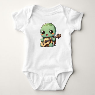 Body Para Bebé Cute Chibi Tortuga tocando guitarra