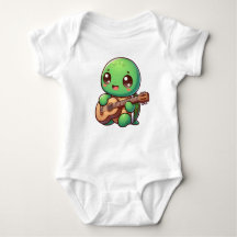 Cute Chibi Tortuga tocando guitarra