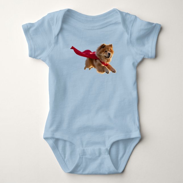 Body Para Bebé Cute Chow Chow Superhéroe (Anverso)