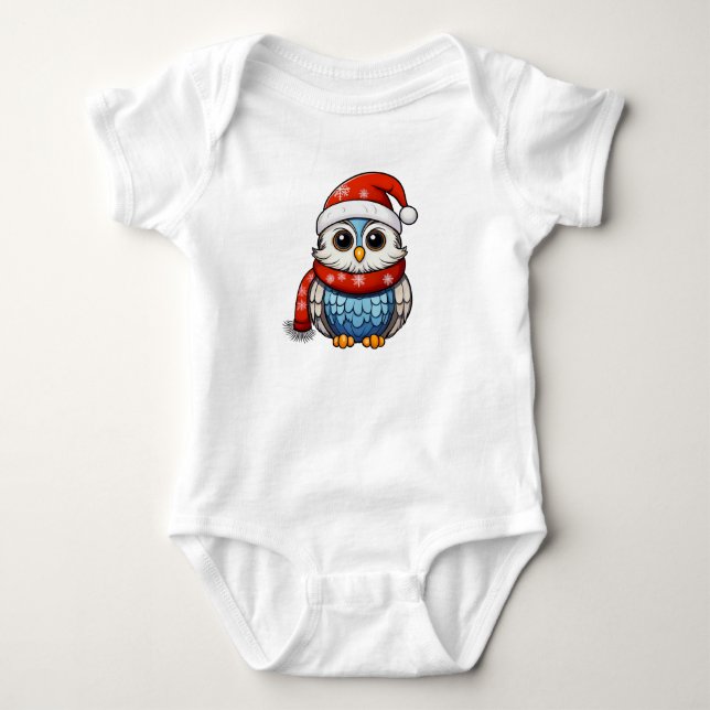 Body Para Bebé Cute Christmas Owl – Adorable Holiday Bodysuit (Anverso)