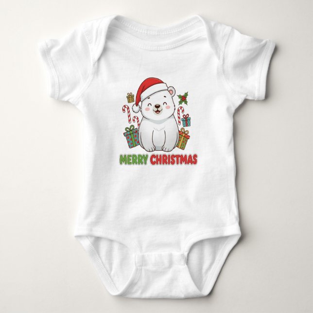 Body Para Bebé Cute Christmas Polar Bear Illustration (Anverso)