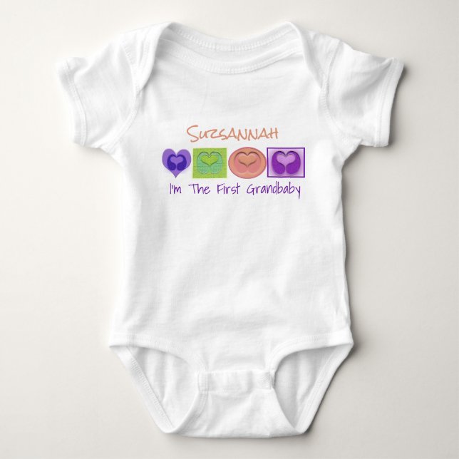 Body Para Bebé Cute Colorful Personalizado Multi Heart Blocks (Anverso)