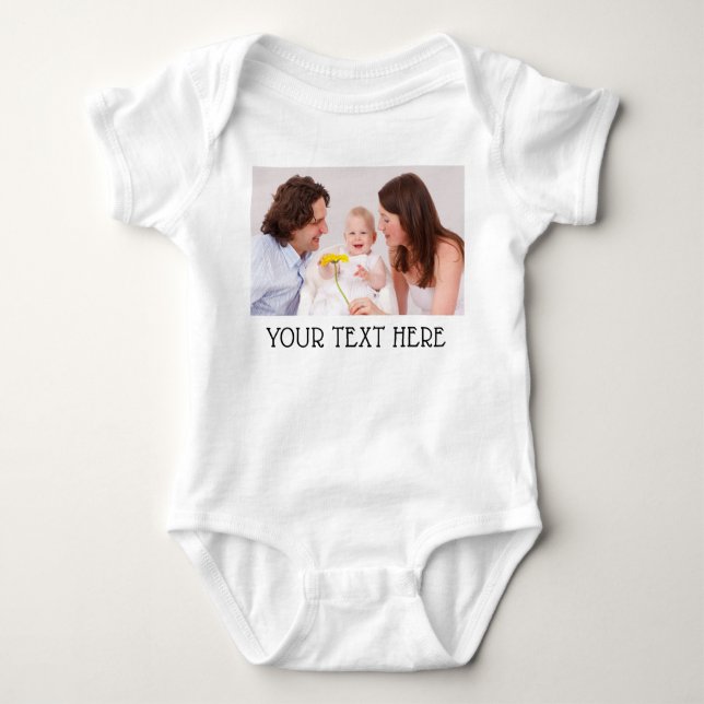 Body Para Bebé Cute Custom Photo & Name Text White (Anverso)