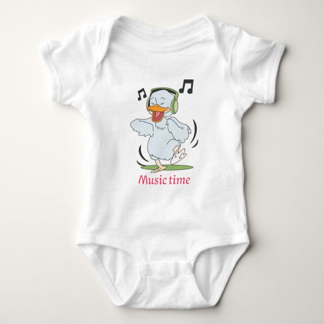Body Para Bebé Cute Dancing Duck Baby Bodysuit - Music Time Desig (Anverso)