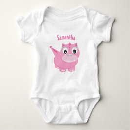 Body Para Bebé Cute Dino Personalizado Girly Pink Baby Name