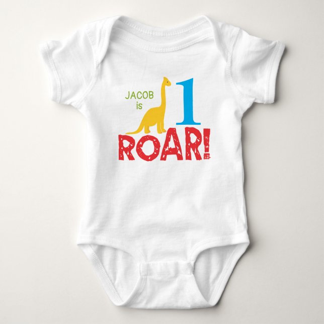 Body Para Bebé Cute Dinosaurio 1er cumpleaños Boy Bodysuit (Anverso)