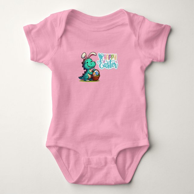 Body Para Bebé Cute, dinosaurio conejito de Pascua (Anverso)
