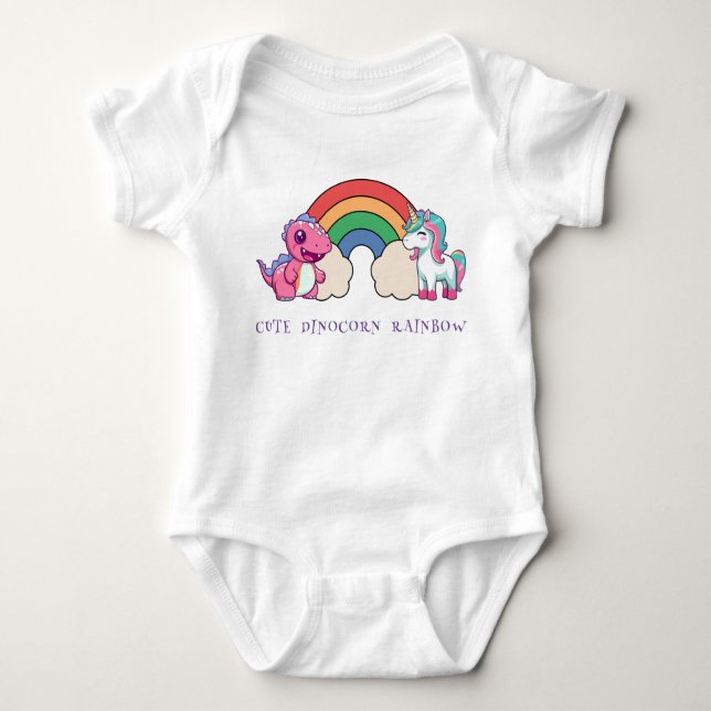 Body Para Bebé Cute Dinosaurio Unicornio arcoíris cumpleaños colo (Anverso)
