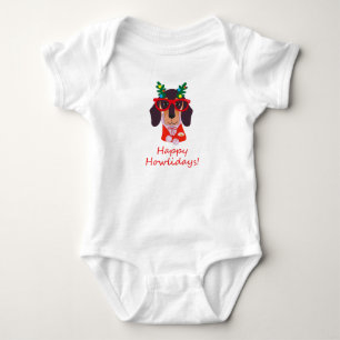 Body Para Bebé Cute divertido perro de Navidad Dachshund Feliz Ho