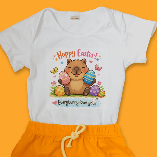 Body Para Bebé Cute Easter Capybara Eggs Bunny (Subido por el creador)