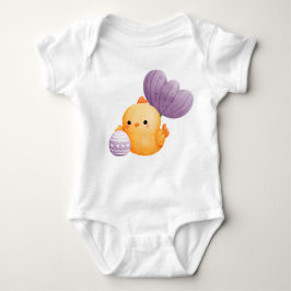 BODY PARA BEBÉ CUTE EASTER CHICK CON HUEVO PURPLE Y FLORES