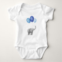 Cute elefante traje de bebé personalizado (azul)