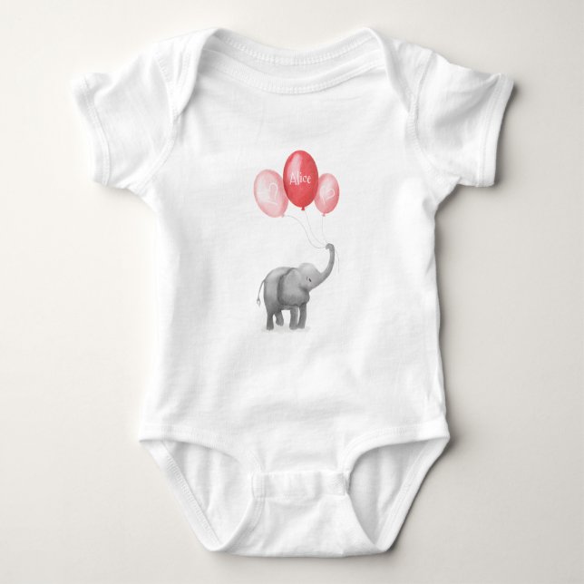 Body Para Bebé Cute elefante traje de bebé personalizado (rosa) (Anverso)