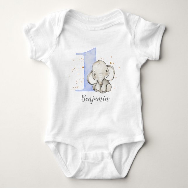 Body Para Bebé Cute Elephant Primer Cumpleaños Baby Bodysuit (Anverso)