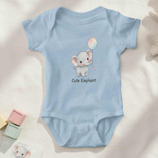 Body Para Bebé Cute Elephant Watercolor Balloon Baby Bodysuit (Subido por el creador)