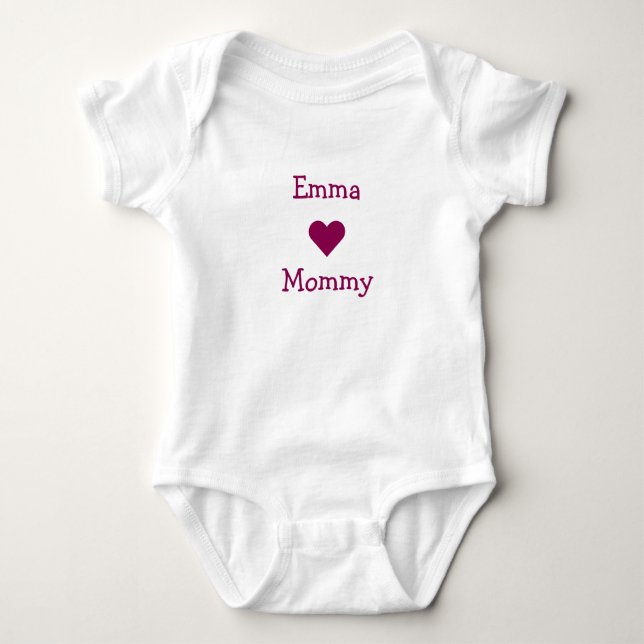 Body Para Bebé Cute Emma Hearts Mami Love Personalize Name (Anverso)