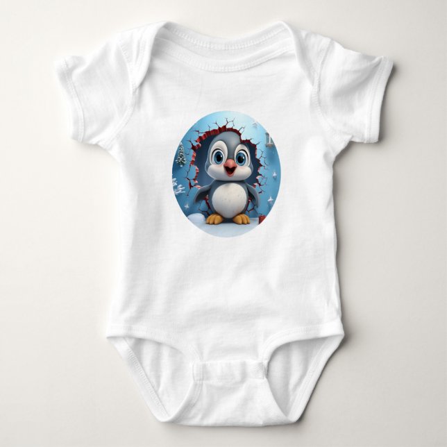 Body Para Bebé Cute Explorador Nevado Pingüino Bebé  (Anverso)