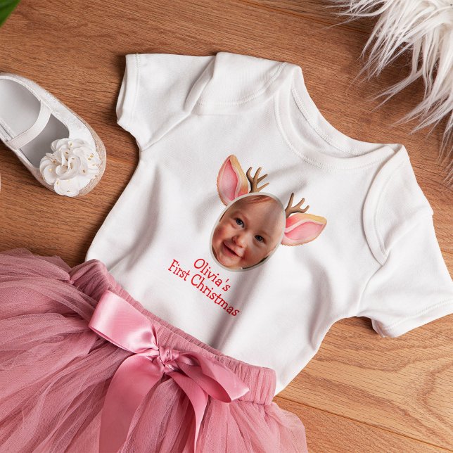 Body Para Bebé Cute First Christmas Baby Reindeer (Subido por el creador)