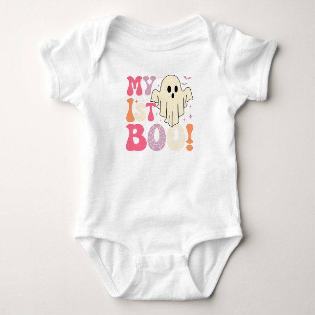 Body Para Bebé Cute First Halloween Romper with Ghost and Webs (Anverso)