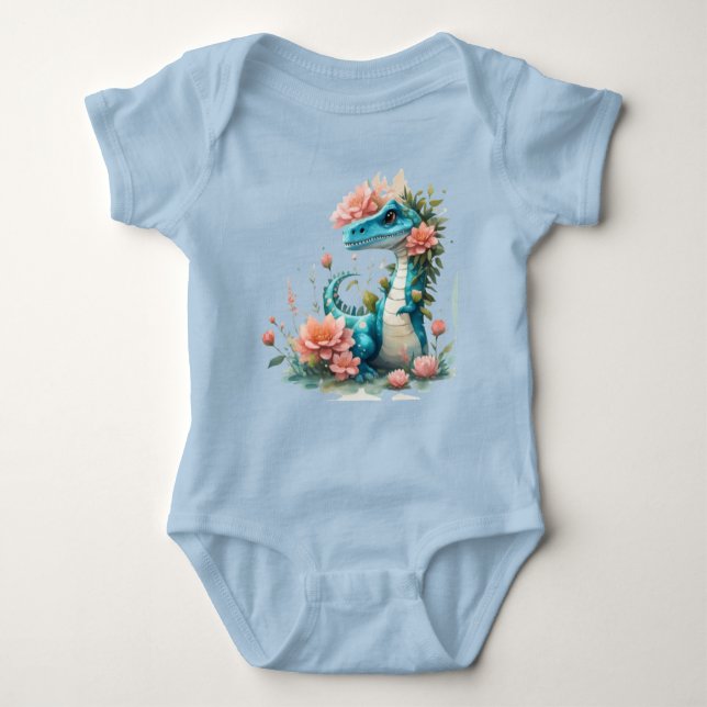 Body Para Bebé Cute Floral dinosaurio (Anverso)