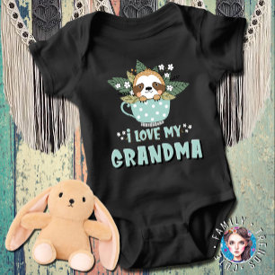 Body Para Bebé Cute Floral Kawaii Raccoon Amo Mi Abuela