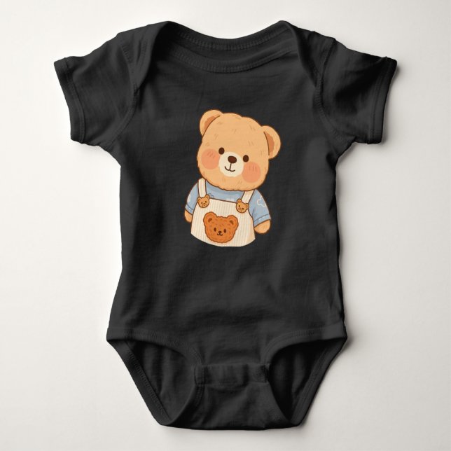 Body Para Bebé Cute Fluffy Teddy Bear Sticker – Adorable Kawaii (Anverso)