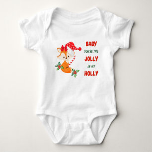 Body Para Bebé Cute Fox Holly Jolly Navidades Baby Bodysuit