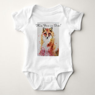 Body Para Bebé Cute Fox Primer Naranja de cumpleaños Foxes Waterc