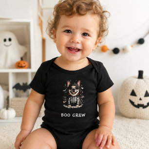 Body Para Bebé Cute French Bulldog Halloween Esqueleto Boo Crew