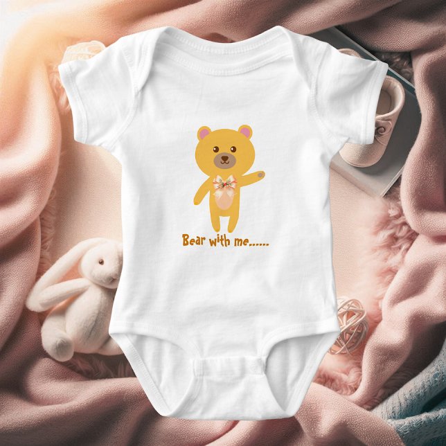 Body Para Bebé Cute Funny Bear With Me Baby Shower Personalized  (Cute Funny Bear With Me Baby Shower Personalized Baby Bodysuit (Front) )
