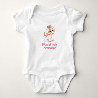Body Para Bebé Cute Girl Puppy Dog with Pink Bow
