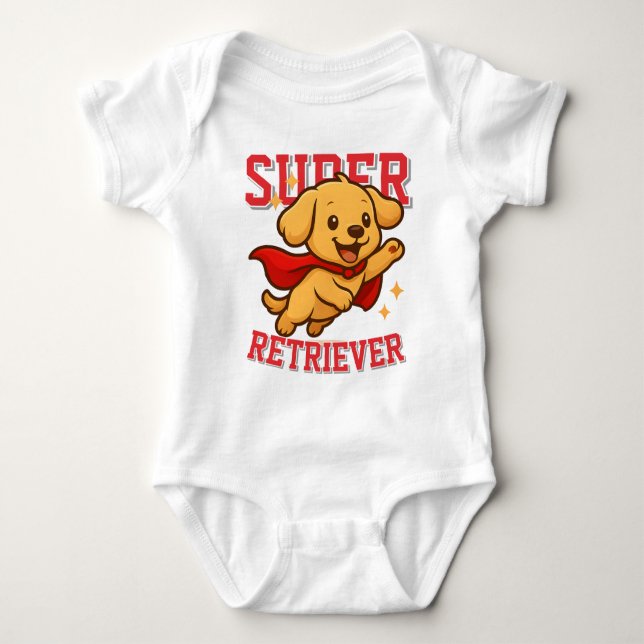 Body Para Bebé Cute Golden Retriever Superhéroe Unisex Hombre Muj (Anverso)