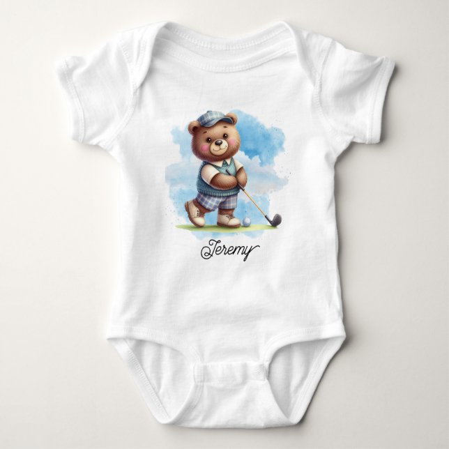 Body Para Bebé Cute Golfing Teddy Bear (Anverso)