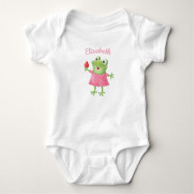 Cute gracioso Chica Rana Chica rosa Baby Bodysuit