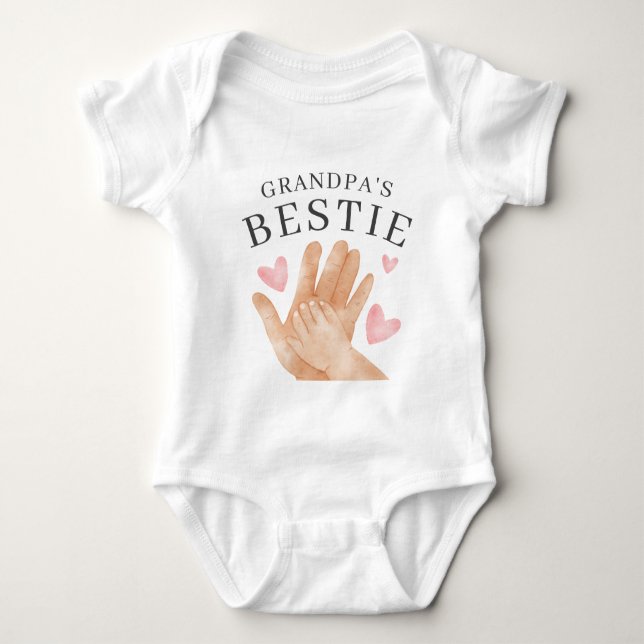 Body Para Bebé Cute Grandpa's Bestie Heart and Hands (Anverso)