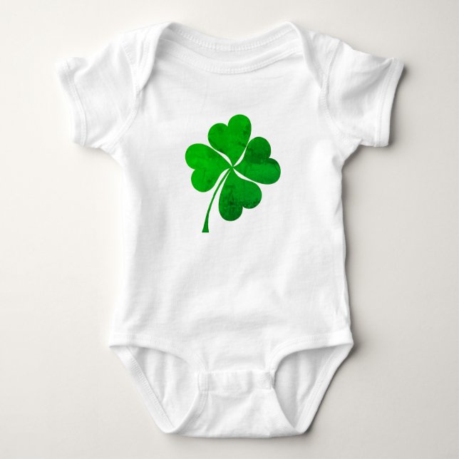 Body Para Bebé Cute Green Lucky 4 deja Clover St. Patrick's Day (Anverso)