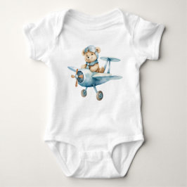 Body Para Bebé Cute Happy Blue Bear Pilot Boys