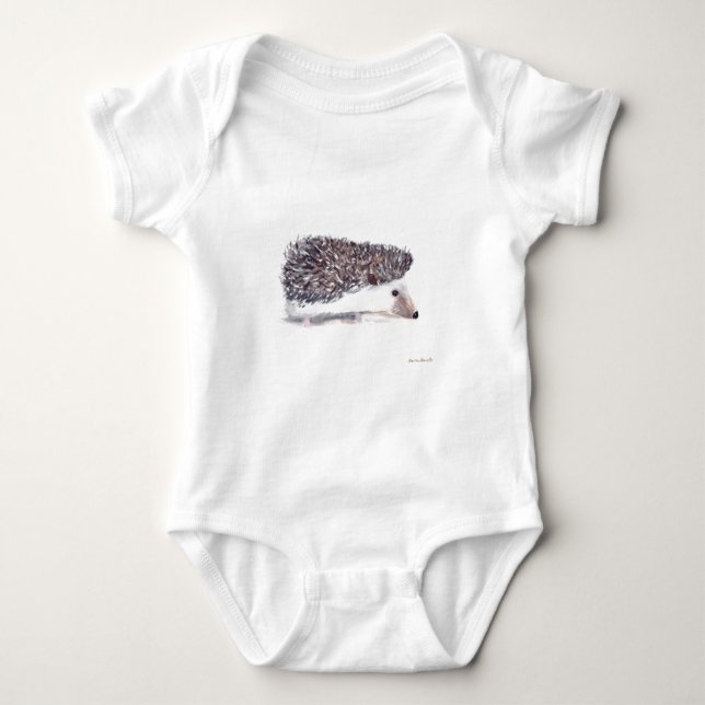 Body Para Bebé Cute Hedgehog animal fauna silvestre madera acuare (Anverso)