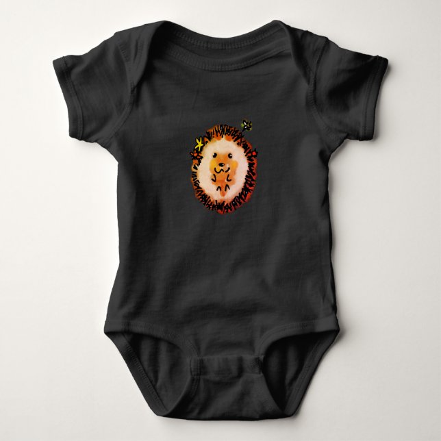 Body Para Bebé Cute Hedgehog en hojas de otoño (Anverso)