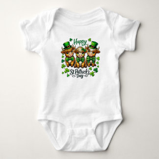 Body Para Bebé Cute Highland Cow St. Patrick's Day Baby Bodysuit
